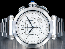 Cartier Pasha 42mm Cronografo W31085M7 Quadrante Argento